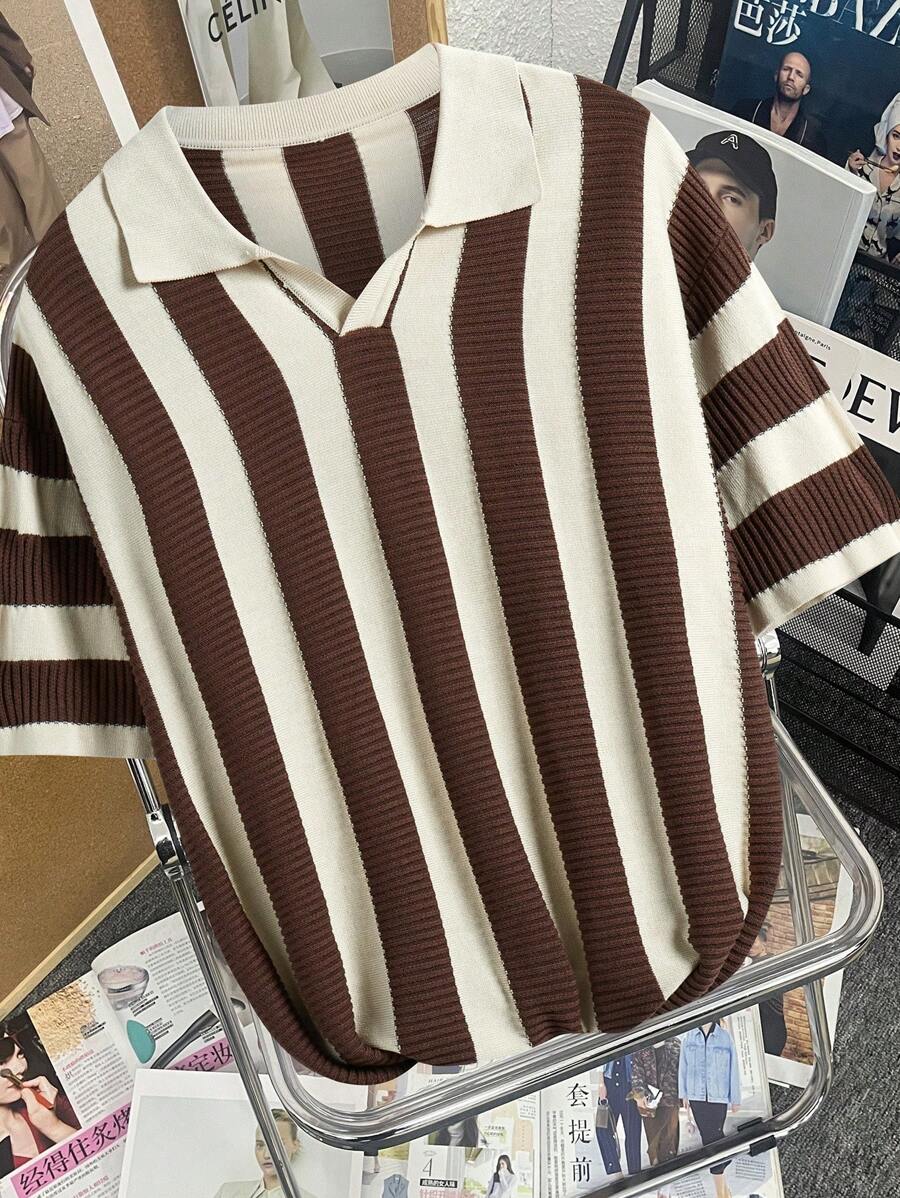 Claim Dot Áo len dệt kim kẻ sọc nam, Cổ điển, Khối màu, Đồ họa, Bạn bè, Công việc - Nhiều màu - Xem 1