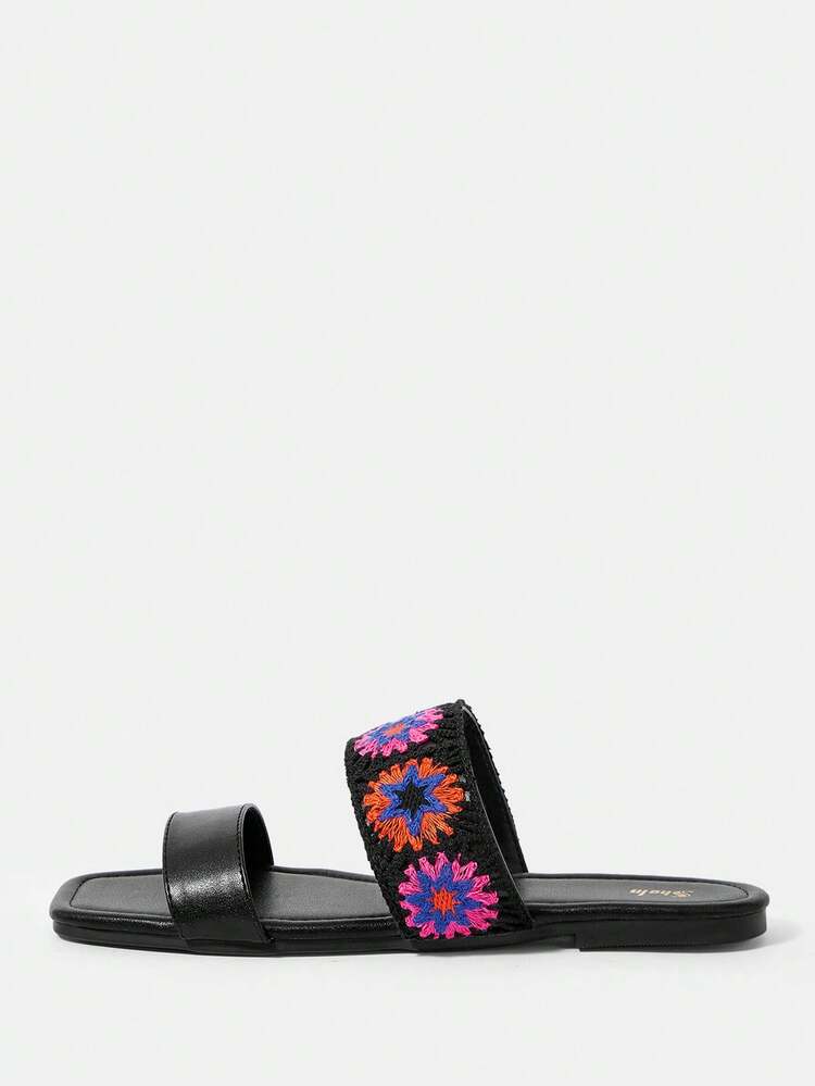 Women's Black Casual Flat Slippers