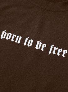 Manfinity EMRG Men's Plus Size Character & Letter Printed T-Shirt - Coffee Brown - View 5