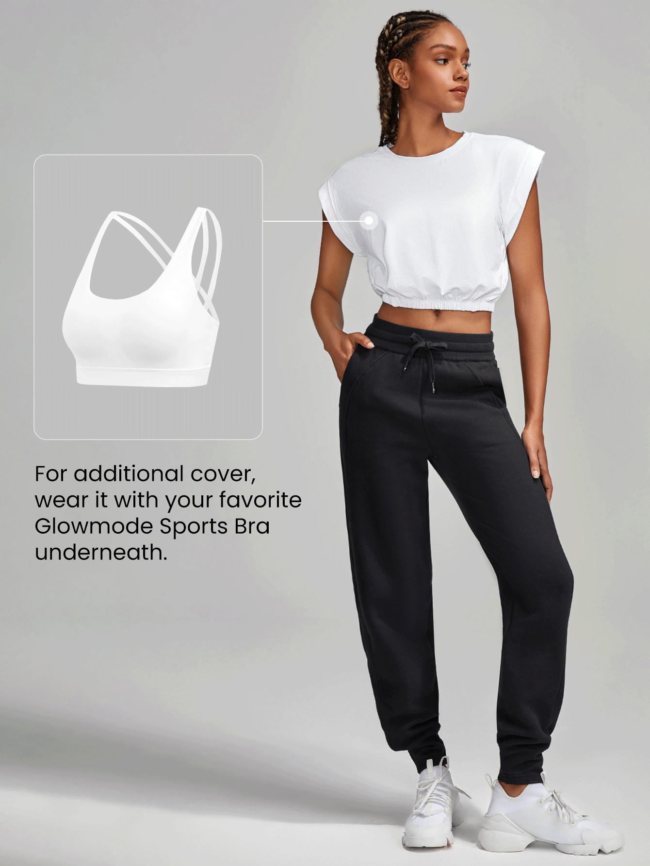 GLOWMODE 女士運動上衣和背心 - 白色 - 查看 5