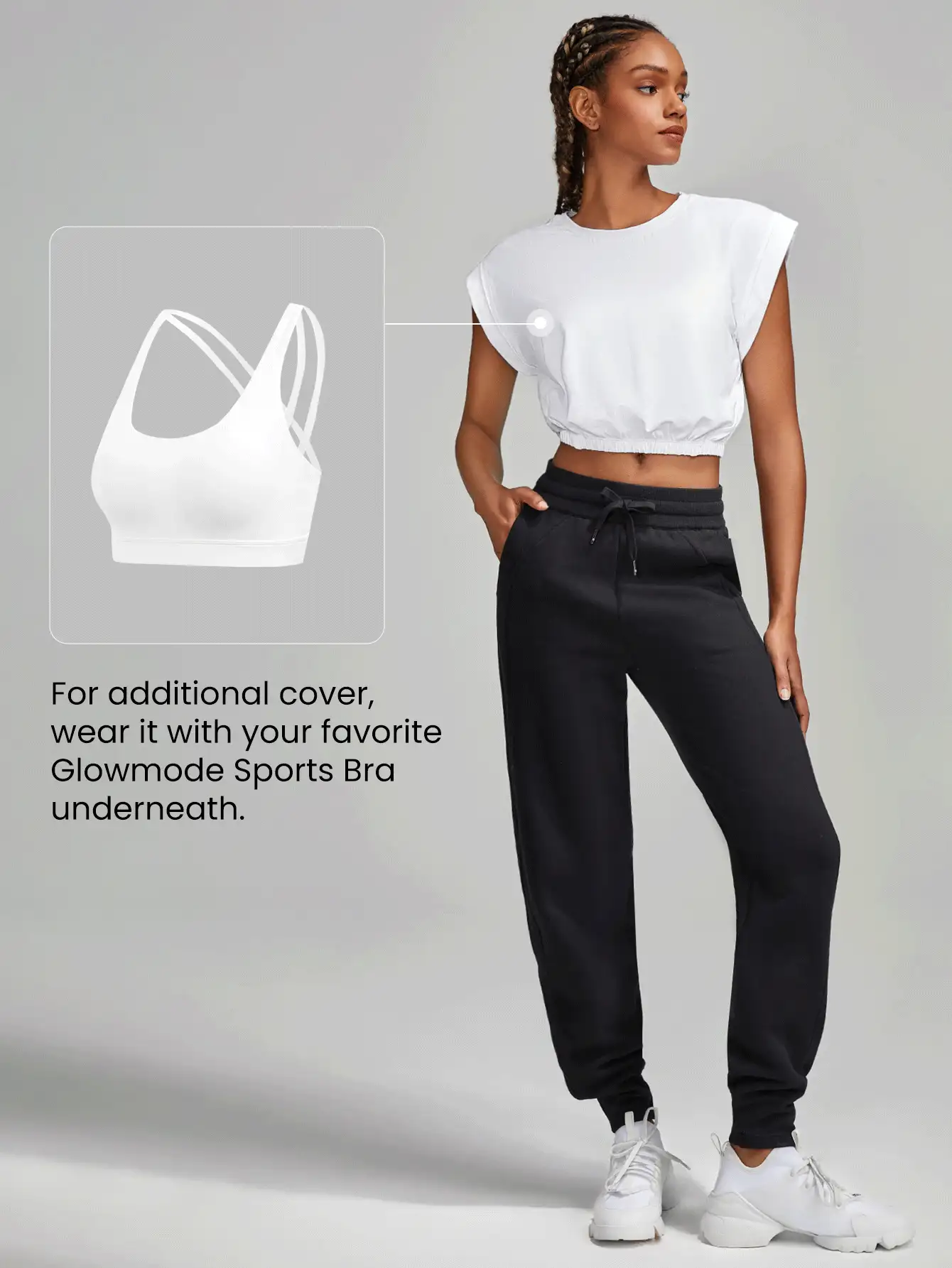 GLOWMODE Pima Cotton Cap Sleeve Cropped Tee Daily Casual Summer