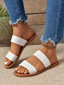 Latest Plus Size Women's Slip-On Casual Fashionable Versatile Flat Slippers - White - View 6