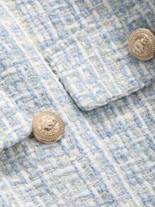 DAZY Plaid Pattern, Round Neck, Metal Button, Loose Fit, Short Jacket Summer