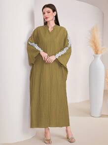 Al Najma 女式花卉刺繡蝙蝠袖土耳其長衫