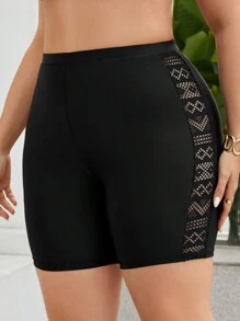 Swim Lushoire Plus Size Solid Color Hollow Out Patchwork Swimwear Bottom, Bikini Bottom Beach Swimwear Bathing Suit Music Festival Summer, Summer Beach
