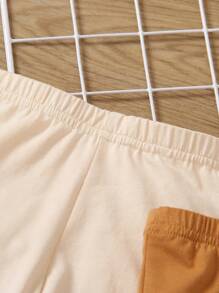 SHEIN Solid Color Pleated Pants For Young Girls