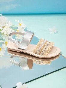 Sandales plates de plage style casual avec boucle pour filles, nouvelle arrivée d'été