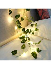1入綠色人造常春藤葉藤蔓植物,搭配銅線led串燈,電池供電,適用於房間、臥室、庭院裝飾,春季節慶氛圍 - 黃色 - 查看 7