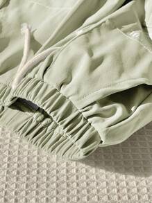 SHEIN Young Boy Casual Sports Streetwear White Loose Pants With 3d Pockets And Cute English Print, Suitable For Daily Wear, School, Sports, Travel, Outdoors In Spring And Summer - Green - View 6