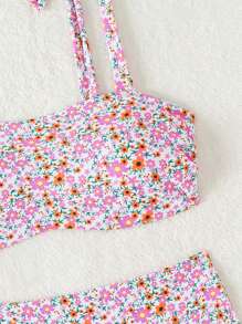 Swim Mod Summer Beach Plus Size Women's Floral Print Swimwear Bikini Set - Multicolor - View 3