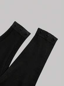 SHEIN MOD 緊身蕾絲拼接色塊v領無袖連體褲,配有花邊蕾絲修邊 - 黑色 - 查看 3