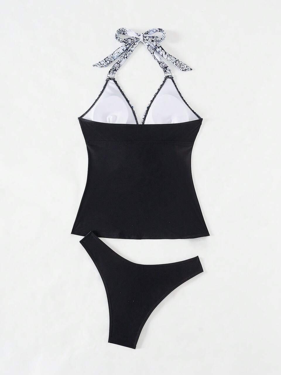 Women's Diamond Print Halter Neck Tankini Top Summer