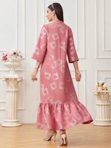 Al Najma Women's Long Geometric Print Dress - Pink - View 2