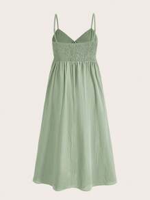 SHEIN EZwear 薄荷綠色編織度假風格細肩帶連身裙 - 薄荷綠 - 查看 2