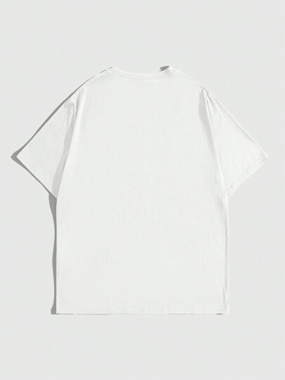 Grunge Punk T-shirt à imprimé lettre et squelette Y2K pour hommes, pour Halloween, pour l'école