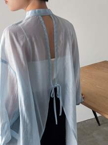 FRIFUL Ladies' Fashionable Spring/Summer Hollow Out Back Shirt,Ruffle