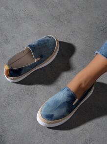 春秋新款女士平底鞋舒适软底防滑透气休闲步行旅游度假船鞋 - 藍色 - 查看 1