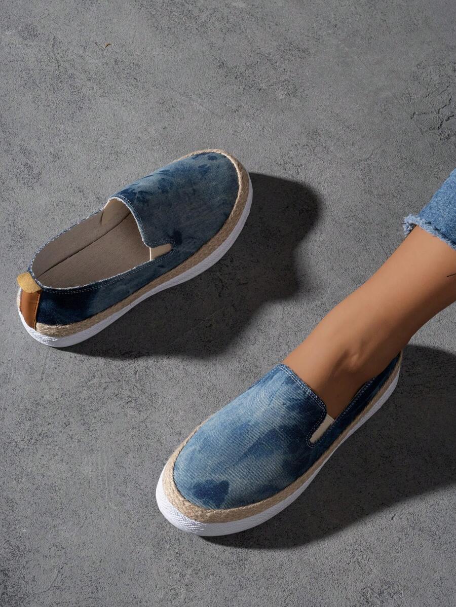 春秋新款女士平底鞋舒适软底防滑透气休闲步行旅游度假船鞋 - 藍色 - 查看 1