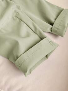 SHEIN Young Boy Casual Sports Streetwear White Loose Pants With 3d Pockets And Cute English Print, Suitable For Daily Wear, School, Sports, Travel, Outdoors In Spring And Summer - Green - View 3