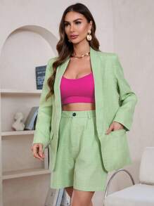 Aveloria Women's Shawl Collar Long Sleeve Blazer Jacket And Shorts Set