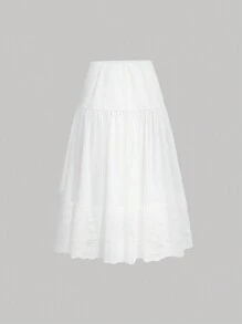 SHEIN MOD Ren trắng Lưới Váy - trắng - Xem 2