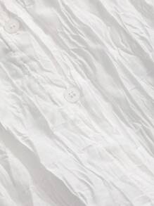 DAZY Của phụ nữ Màu thuần Lưới Bán tuyệt đối Áo sơ mi - trắng - Xem 14