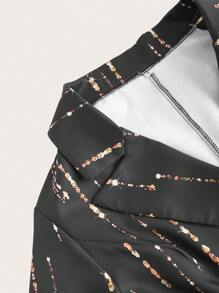 SHEIN Clasi 閃爍印花雙排扣西裝外套 - 彩色 - 查看 4