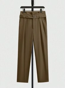Manfinity Mode Men's Solid Color Trousers With Side Pockets - Brown - View 5