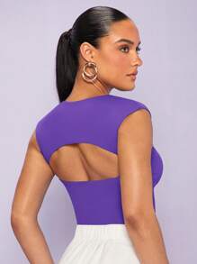 Silquee Women's Solid Color Sweetheart Neckline Tank Top - Purple - View 2