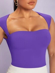 Silquee Women's Solid Color Sweetheart Neckline Tank Top - Purple - View 5
