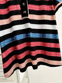 SHEIN LUNE Của phụ nữ Kích thước lớn Sọc đầy màu sắc Áo thun - Nhiều màu - Xem 6