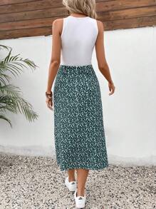 SHEIN Frenchy 實色背心和迷你花朵分腿裙（套裝） - 彩色 - 查看 2