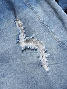 Manfinity Hypemode Nam Mùa Xuân Đúng mốt Giải trí Toàn trận Áo khoác denim - Rửa trung bình - Xem 5