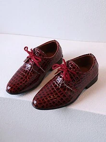 Thiếu niên Con trai Đúng mốt Pointed Toe Lace-up Giày phẳng , Thoải mái , Nhẹ , - Đỏ - Xem 2