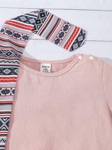 嬰兒男童風格短袖t恤和短褲套裝 - 藕粉色 - 查看 5