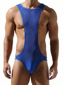 男士透視性感連身衣 - 藍色 - 查看 3