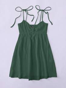 Soleia 女士結綁針織細肩帶連身裙 - 墨綠色 - 查看 3