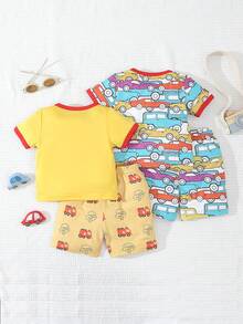 男孩可愛有趣的短袖夏季套裝