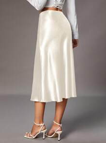 SHEIN Tall Women's Solid Color Glossy Skirt