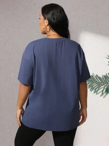 SHEIN EZwear Plus Size Solid Color Drop Shoulder T-Shirt