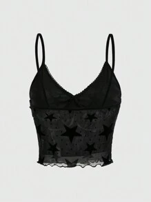 ROMWE Grunge Punk Star Print Cami Top - Black - View 2