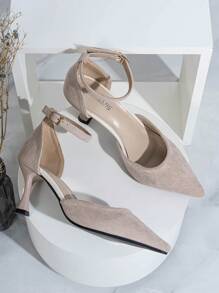 Fashion New Women's High Heeled Shoes Pointed Toe Stiletto Heels Hollow Out Beige Pumps - Apricot - View 6