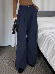 DAZY Women's Loose Fit Thick Corduroy Wide Leg Pants, Casual Street Style, Autumn/Winter