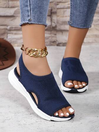 女士涼鞋夏季2024新品,透氣厚底羅馬風休閒仙女運動涼鞋