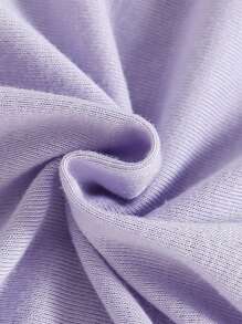 少女們可愛的休閒印花短袖t恤,有卡通和標語印花 - 淡紫色 - 查看 4