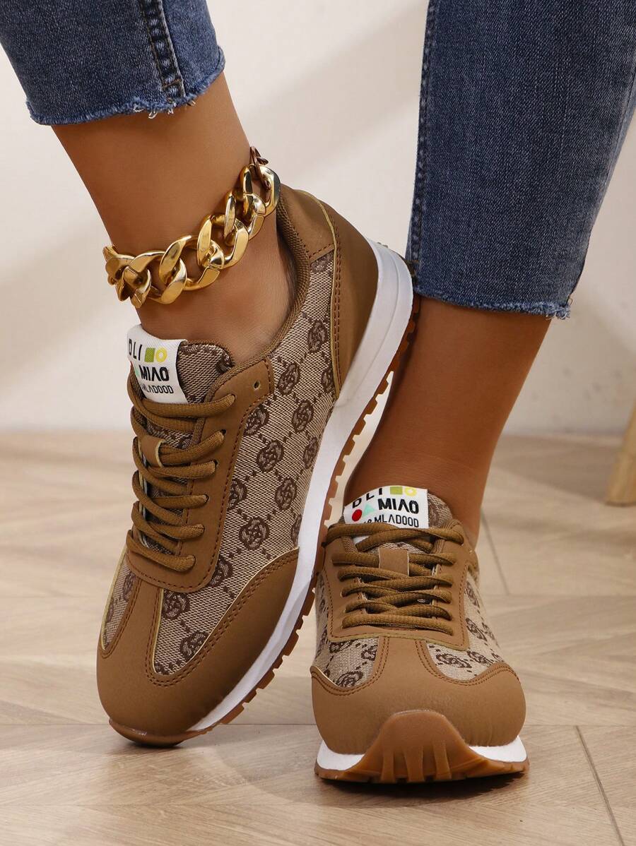 2025 Autumn Fashionable Ladies' Sports Shoes, Non-Slip And Comfortable, Old Flower Style, Women's Casual Athletic Chunky Sneakers, New Arrival For Spring And Summer 2024