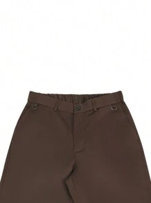 Manfinity Mode Men's Business Style Solid Brown Western Pants, Men Slim Fit Pants, Slim Fit Men Pants - Coffee Brown - View 4