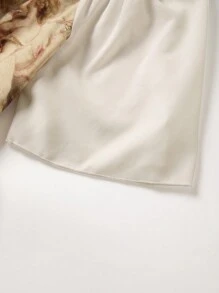 Flirla Vestido Largo Impreso Elegante De Talla Grande Con Escote Cuadrado, Dobladillo Con Volantes Y Silueta De Línea A