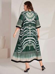 Mulvari Plus Size Graphic Print Arabic Style Dress