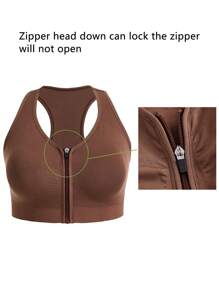 SHEIN Velisys Women'S Plus Size Sports Bra With Zipper, Racerback Design - Multicolor - View 3
